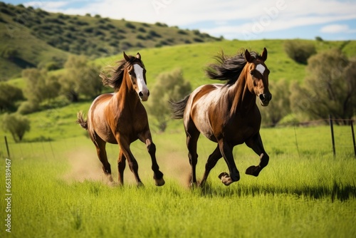 horses running together in an open field