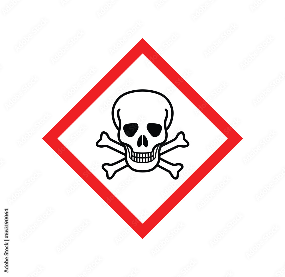 skull crossbones poison symbol red diamond