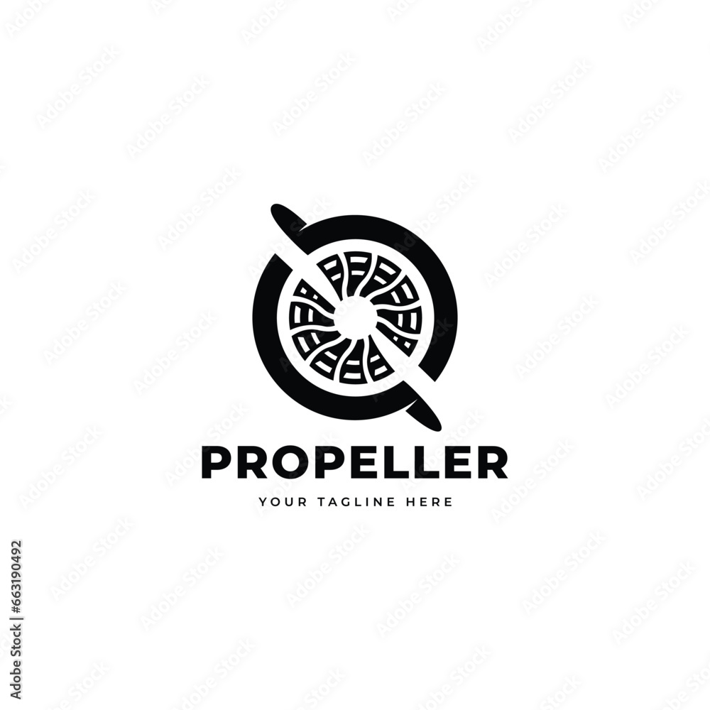 airplane propeller. Design element for logo, label, sign. Vector illustration airplane propeller. Design element for logo, label, sign. Vector illustration