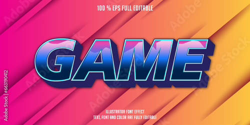 modern 3d retro game editable font text effect, editable text graphic syle