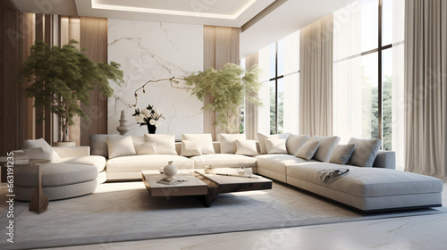 Perspective of modern scandinavian living room