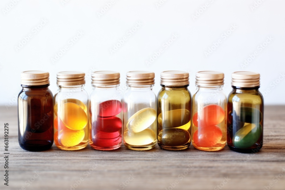 several bottles of health supplements several bottles of health supplements