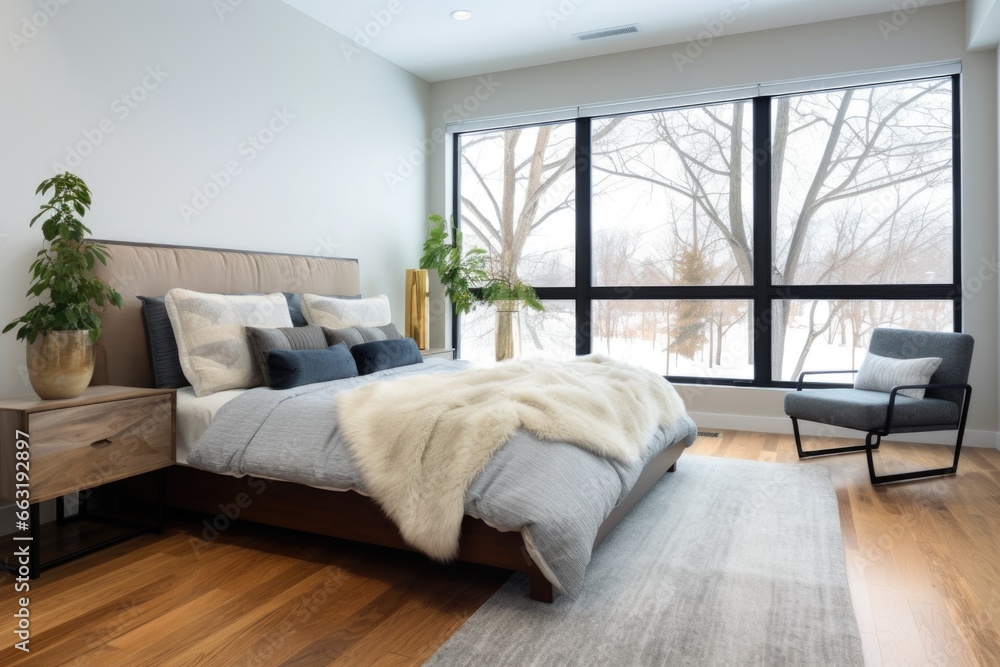 spacious bedroom with large windows spacious bedroom with large windows