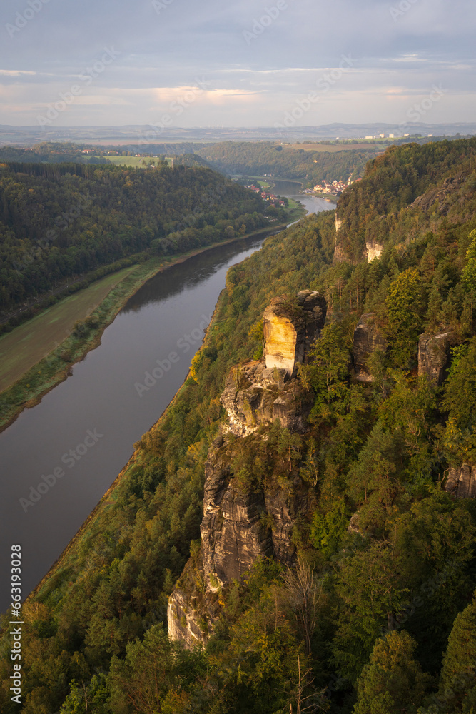 Fototapeta premium River Overlook at Saxon Switzerland National Park, or Nationalpark Sächsische Schweiz