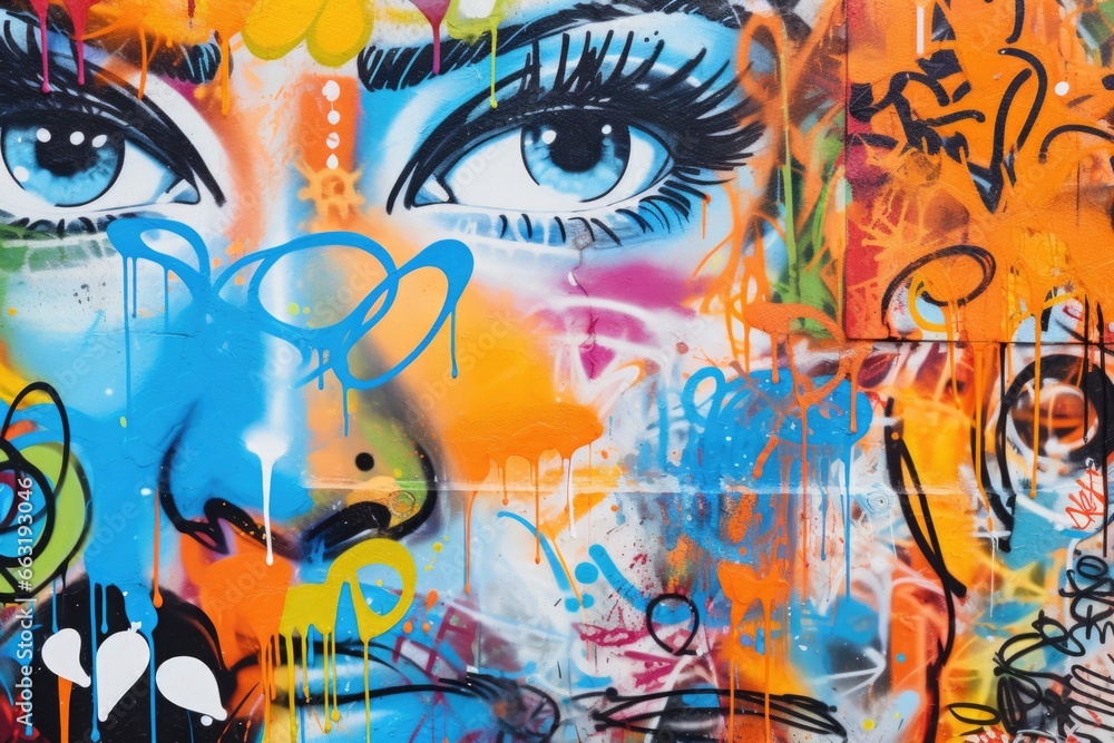 Obraz premium close-up of vibrant graffiti on urban walls