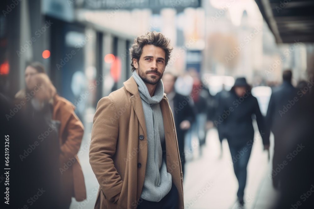 Street-style shot of a man from a diverse background, emphasizing the individuality and richness of male stories - AI Generated Street-style shot of a man from a diverse background, emphasizing the individuality and richness of male stories - AI Generated