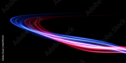Set of blue and red wavy lines on a transparent background. Vector illustration