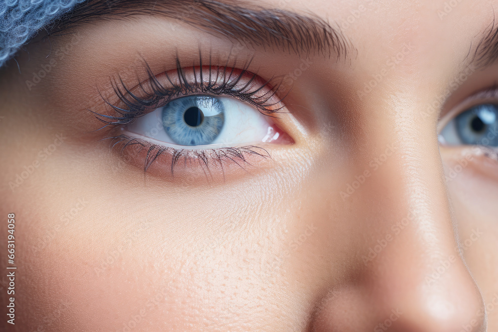 close eye closeup of a young woman with long eyelashes. Eyelash extensions. eyebrows close eye closeup of a young woman with long eyelashes. Eyelash extensions. eyebrows