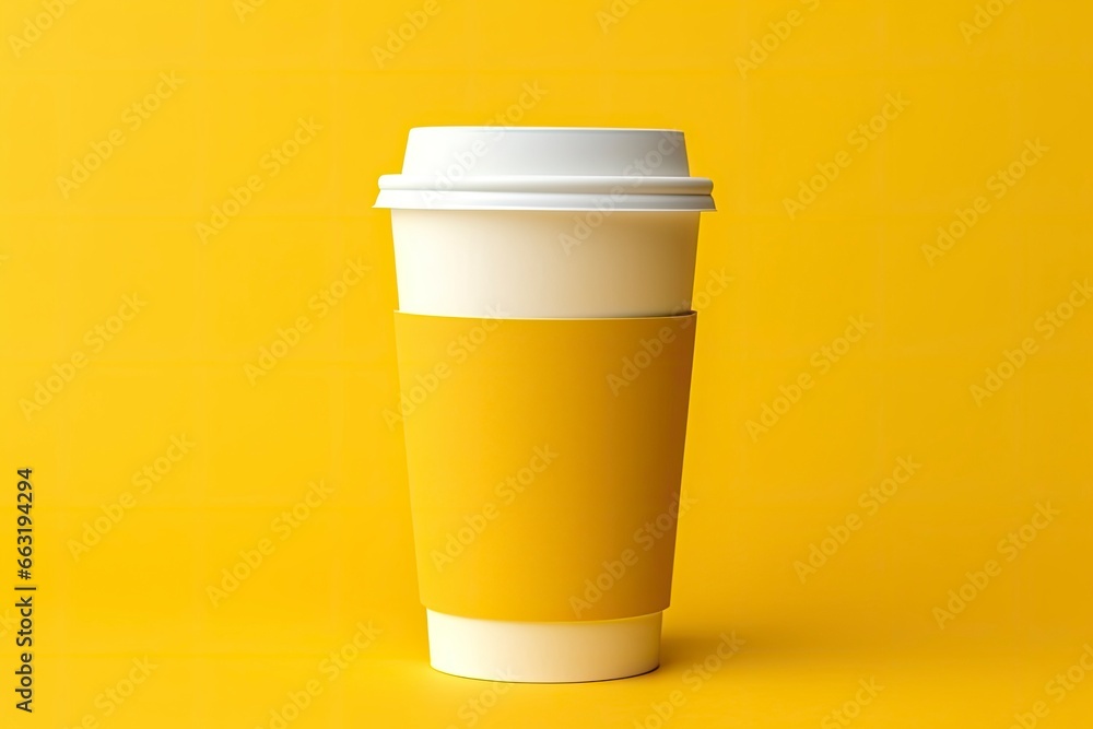 Blank coffee cup isolated on yellow background. Blank coffee cup isolated on yellow background.