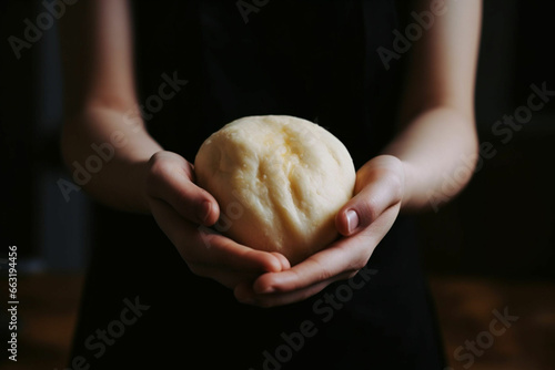 Female Hands Holding a Small Ball of Dough 