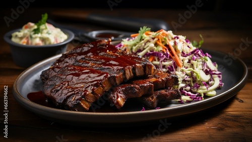 Sweet and Tangy Barbecue Ribs with Coleslaw