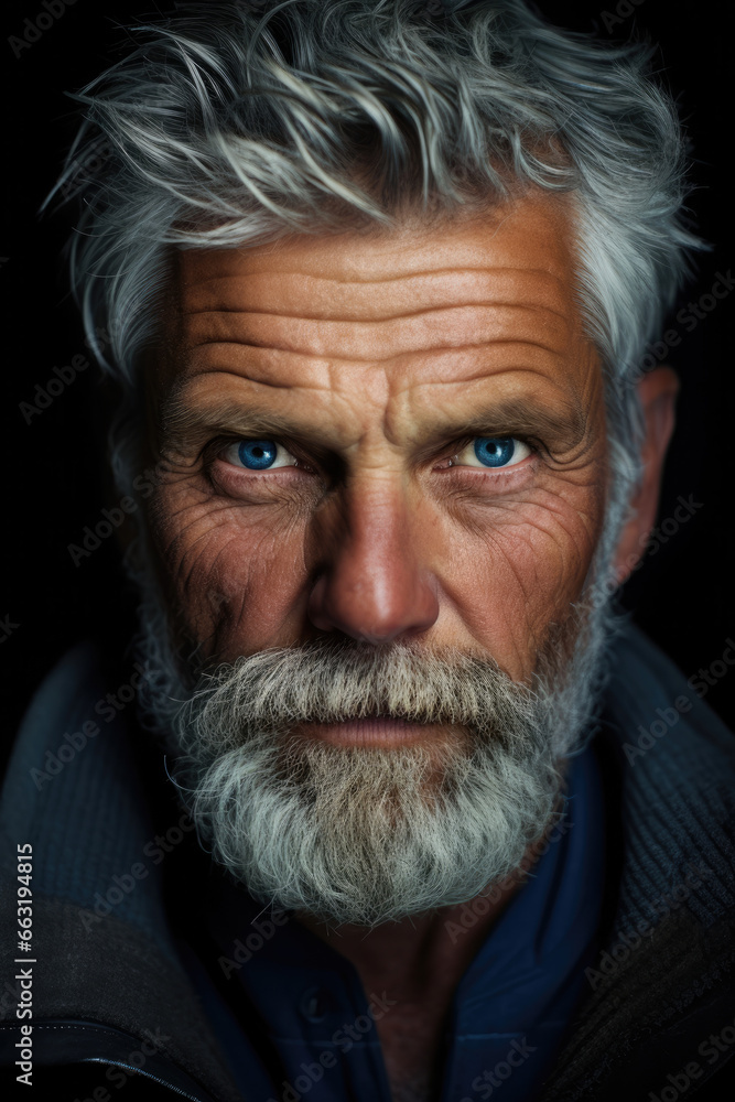 portrait of an old man with wrinkles. sailor portrait of an old man with wrinkles. sailor
