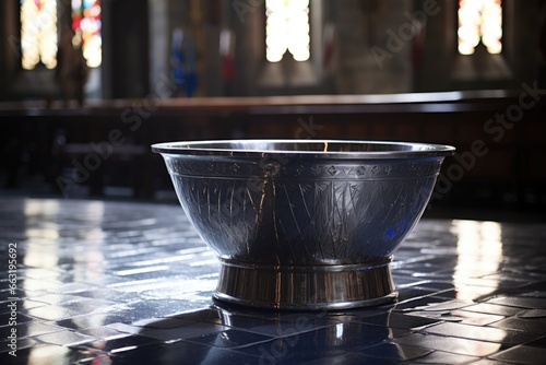 Tablou canvas a christian baptismal font with holy water