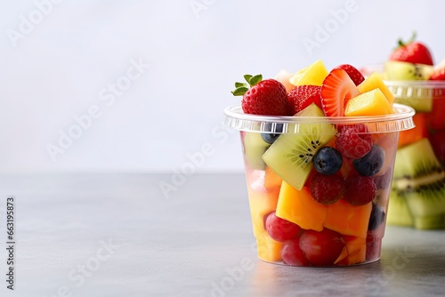 Fresh fruit salad to go with copy space.