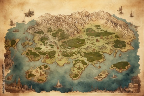 Great detailed illustration of the world map in vintage style.