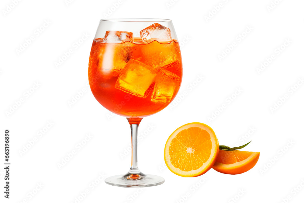 Glass of aperol spritz cocktail isolated on transparent background Glass of aperol spritz cocktail isolated on transparent background