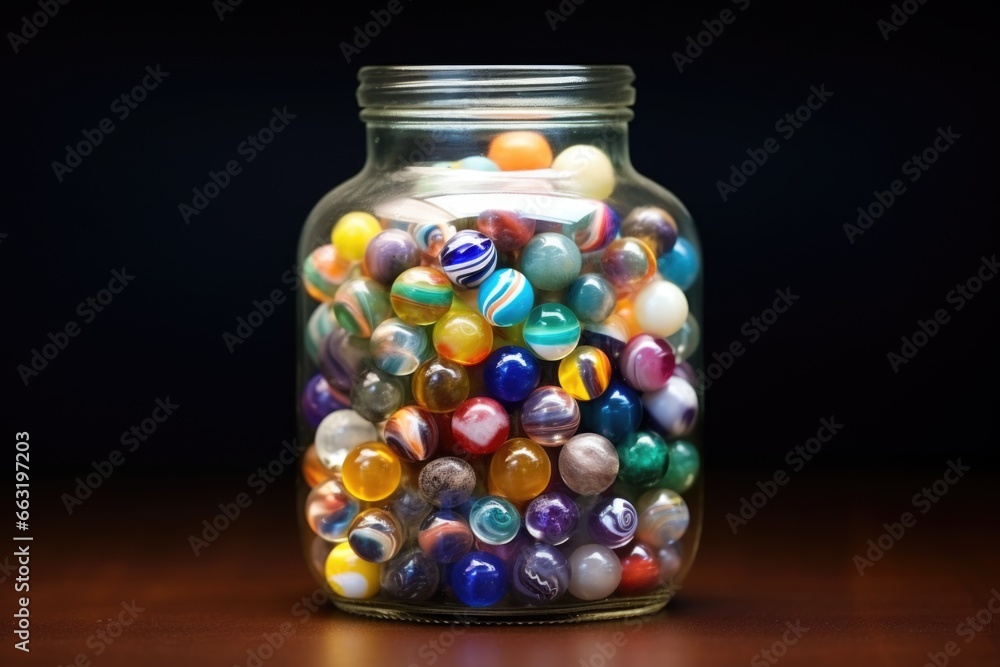 showy marbles of different patterns inside a clear glass jar showy marbles of different patterns inside a clear glass jar