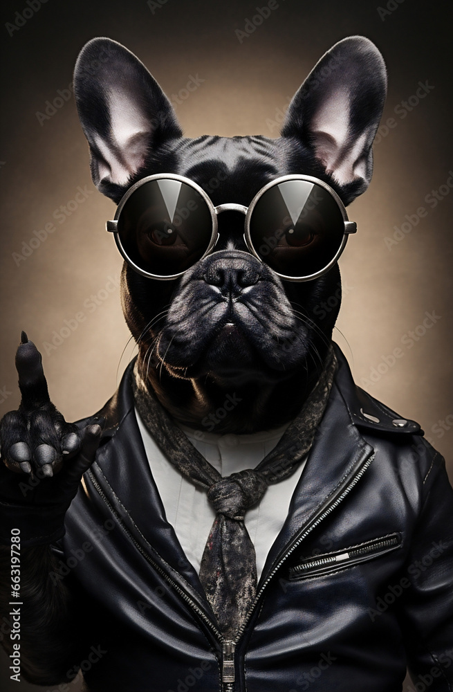 Dog french face cute sunglasses pet animal funny bulldog puppy
