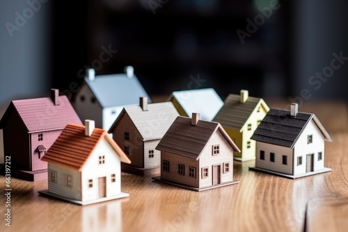 architectural miniature models of traditional houses on a wooden board