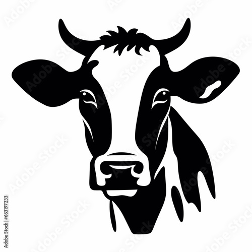 Bull black icon on white background. Cow silhouette