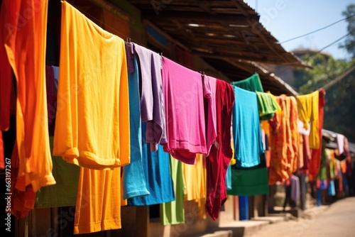 brightly colored cloths hanging on a clothesline