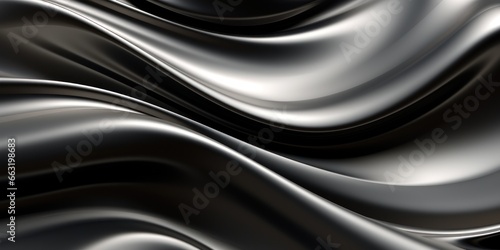 Silver and black chrome metal fluid, waves, background 