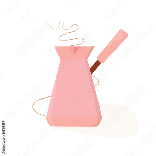 Pink Coffee Cezve - Traditional Coffee Pot Maker - Isolated Design for Website and Landing Pages for Coffee Shops