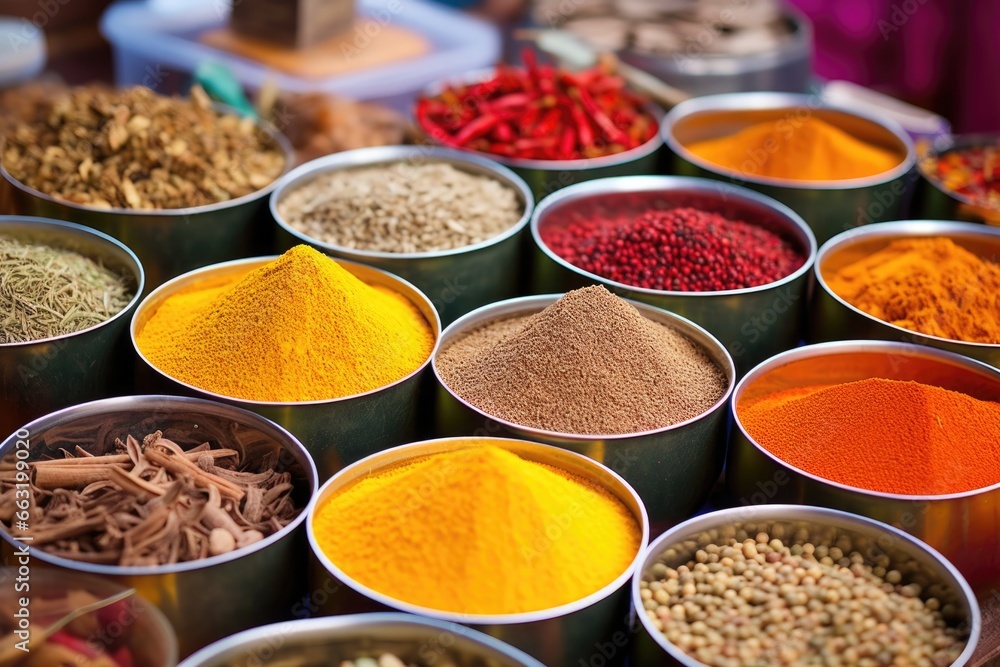indian spices presented neatly at a food fair indian spices presented neatly at a food fair