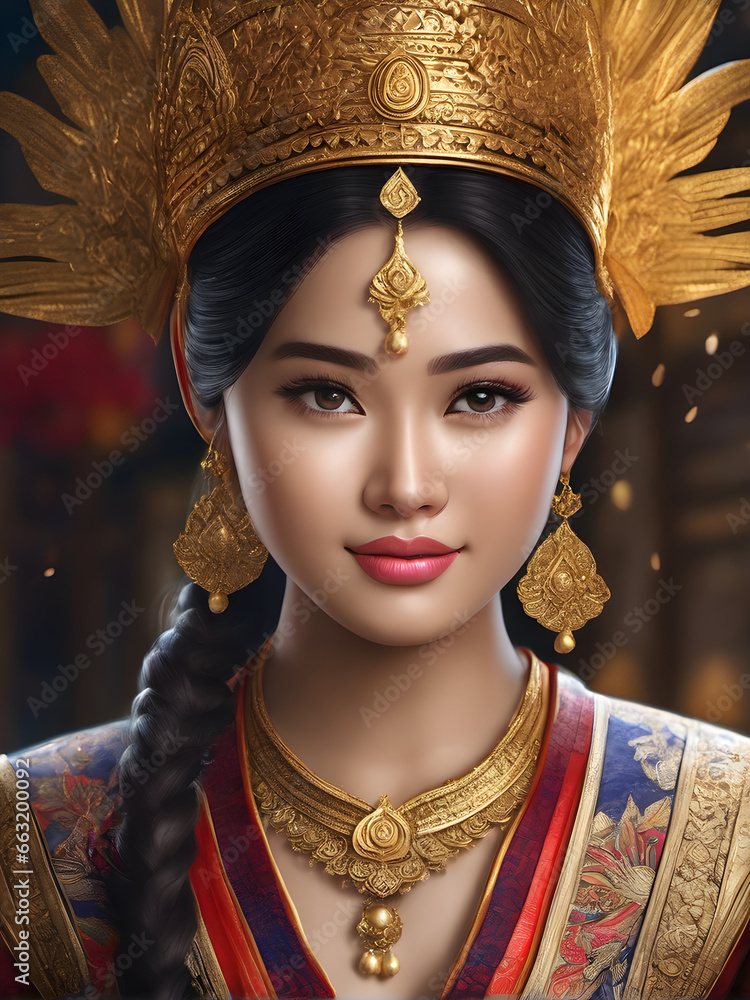 Elegant Thai Woman in Traditional Attire - Portrait of Beauty. generative AI