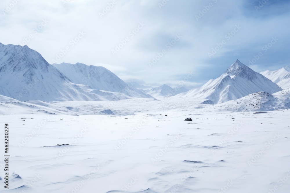 the quiet solitude of a snow-covered mountain