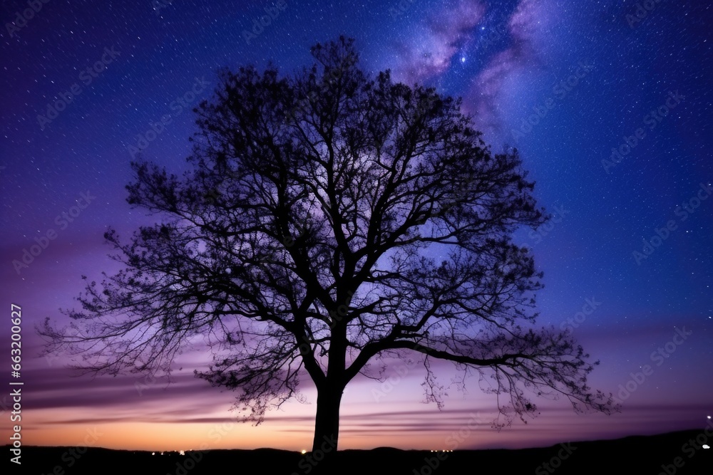 silhouette of a tree against the backdrop of the milky way silhouette of a tree against the backdrop of the milky way
