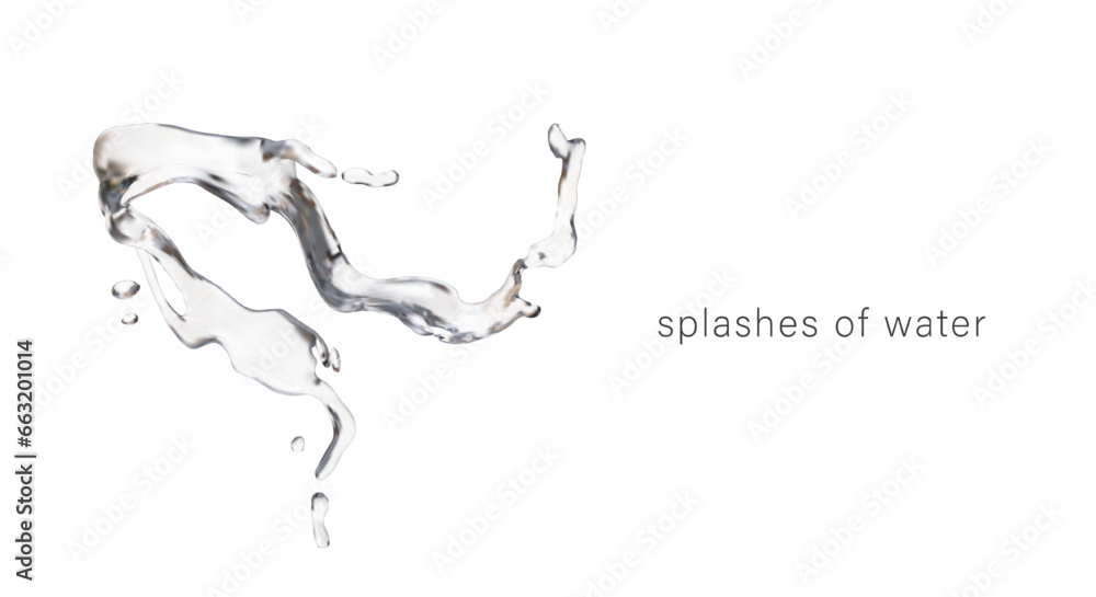 3d realistic splashes of crystal water on white background. Minimalistic poster for company selling water and beverages. Vector illustration with place for text 3d realistic splashes of crystal water on white background. Minimalistic poster for company selling water and beverages. Vector illustration with place for text