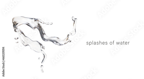 3d realistic splashes of crystal water on white background. Minimalistic poster for company selling water and beverages. Vector illustration with place for text