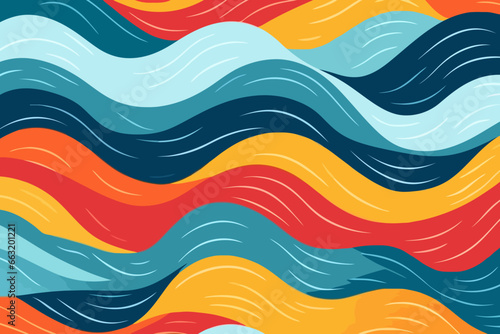 Waves quirky doodle pattern, wallpaper, background, cartoon, vector, whimsical Illustration