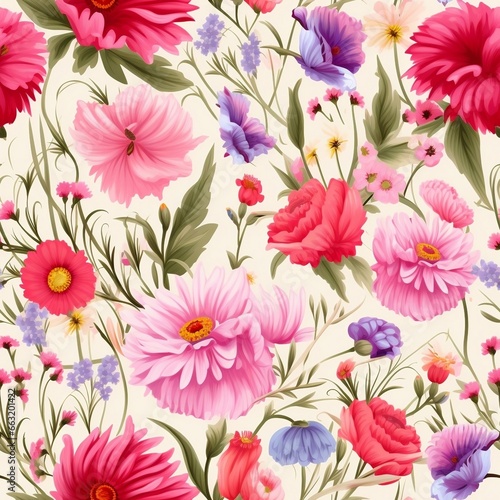 Spring delicate pink floral seamless pattern. Generated by AI © Dasha Yurk