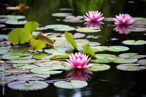 peaceful water lilies in a secluded pond