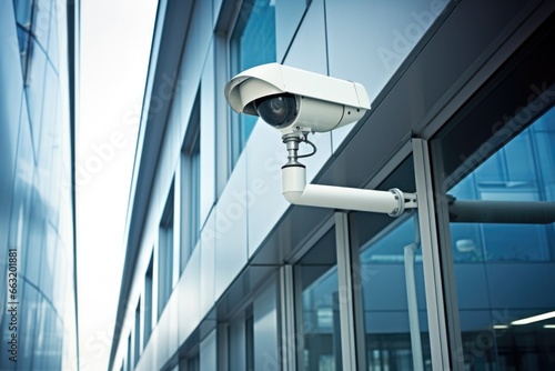a cctv camera mounted on an office building