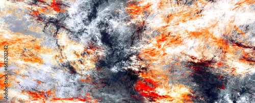 Flame and smoke clouds. Abstract painting texture. Grey and red paint background. Art pattern. Fractal artwork for creative graphic design