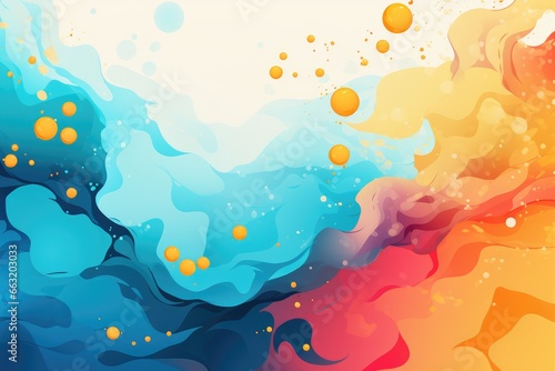 Abstract background with blue, orange and yellow watercolor stains. Abstract background for Look on the bright side day. 