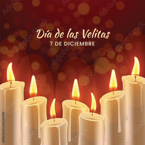 vector realistic illustration for dia de las velitas celebration with candles