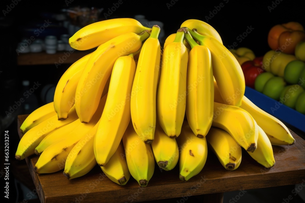 a bunch of finger bananas on a stand