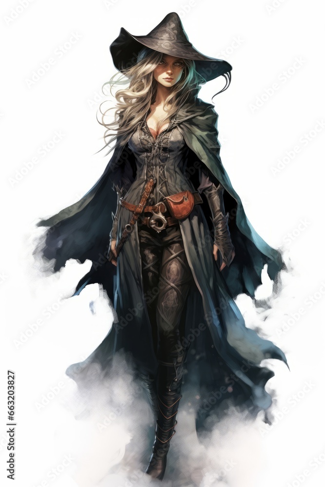 Enchanting wizardess casts a spell with elegance, Generative AI Enchanting wizardess casts a spell with elegance, Generative AI