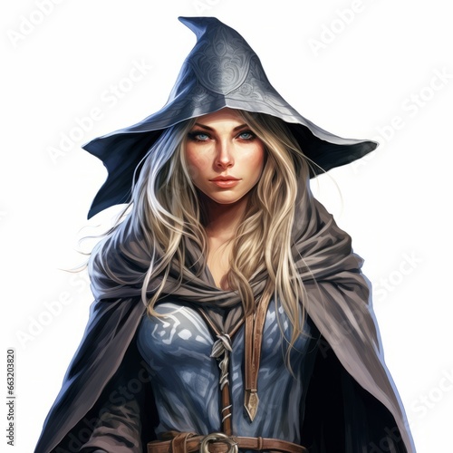 Enchanting wizardess casts a spell with elegance, Generative AI