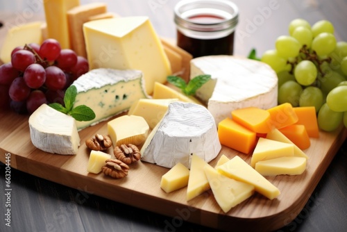 assortment of lactose-free cheese on a cheese board