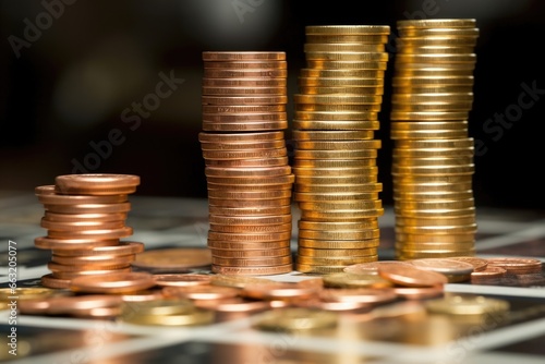 stacks of pennies dwarfed by towering gold bars