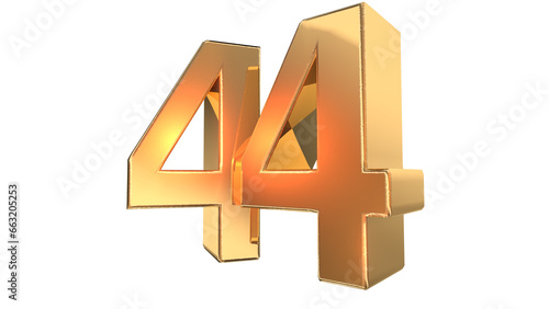 Gold glossy 3d number 44