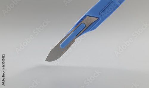 Canvastavla Close-up of retractable pocket sized box cutter, sharp blue colour knife for cutting things