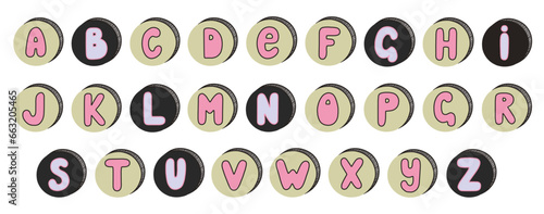 Ransom note alphabet. Set of letters in circles. Vector.