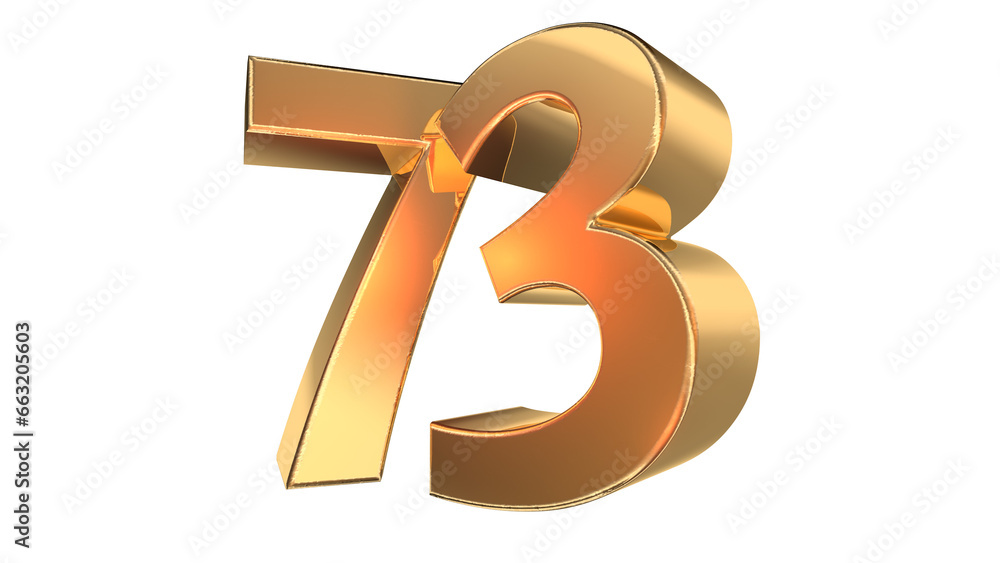 Obraz premium Gold glossy 3d number 73