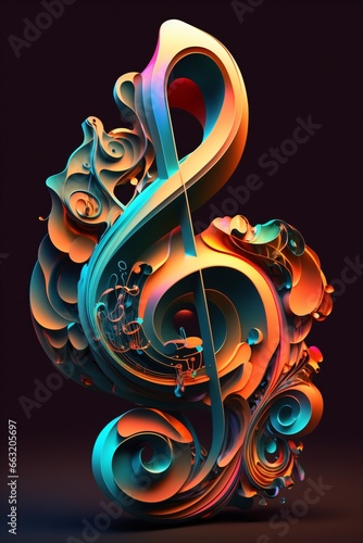 abstract multicolor music background with clef 